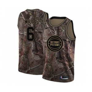 Men's Nike Detroit Pistons #6 Terry Mills Swingman Camo Realtree Collection NBA Jersey