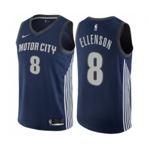 Men's Nike Detroit Pistons #8 Henry Ellenson Authentic Navy Blue NBA Jersey - City Edition