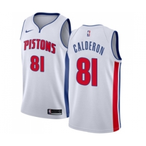 Men's Nike Detroit Pistons #81 Jose Calderon Authentic White NBA Jersey - Association Edition