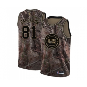 Men's Nike Detroit Pistons #81 Jose Calderon Swingman Camo Realtree Collection NBA Jersey