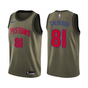 Men's Nike Detroit Pistons #81 Jose Calderon Swingman Green Salute to Service NBA Jersey
