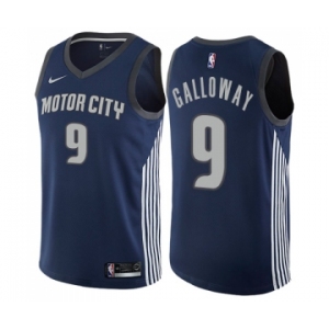 Men's Nike Detroit Pistons #9 Langston Galloway Swingman Navy Blue NBA Jersey - City Edition