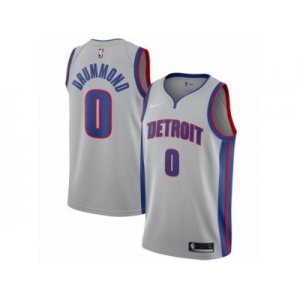 Women Nike Detroit Pistons #0 Andre Drummond Authentic Silver NBA Jersey Statement Edition