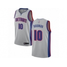 Women Nike Detroit Pistons #10 Dennis Rodman Authentic Silver NBA Jersey Statement Edition