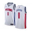 Women's Nike Detroit Pistons #1 Reggie Jackson Swingman White Home NBA Jersey - Association Edition
