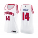 Women's Nike Detroit Pistons #14 Ish Smith Swingman White Pink Fashion NBA Jersey