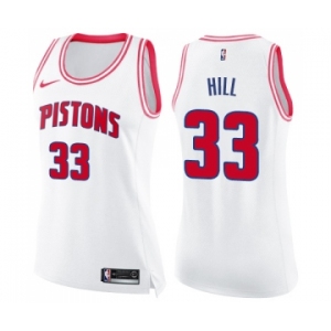 Women's Nike Detroit Pistons #33 Grant Hill Swingman White Pink Fashion NBA Jersey