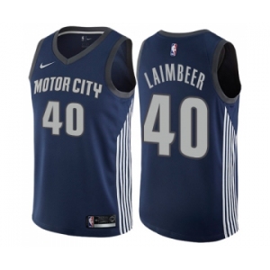 Women's Nike Detroit Pistons #40 Bill Laimbeer Swingman Navy Blue NBA Jersey - City Edition