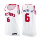 Women's Nike Detroit Pistons #6 Bruce Brown Jr. Swingman White Pink Fashion NBA Jersey