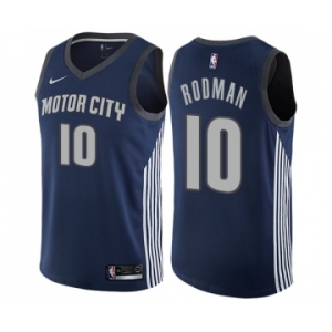 Youth Nike Detroit Pistons #10 Dennis Rodman Swingman Navy Blue NBA Jersey - City Edition