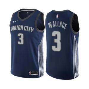 Youth Nike Detroit Pistons #3 Ben Wallace Swingman Navy Blue NBA Jersey - City Edition