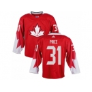 Men Adidas Team Canada #31 Carey Price Red 2016 World Cup Ice Hockey Jersey