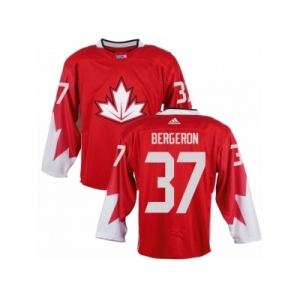 Men Adidas Team Canada #37 Patrice Bergeron Red 2016 World Cup Ice Hockey Jersey