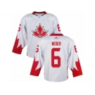 Men Adidas Team Canada #6 Shea Weber White 2016 World Cup Ice Hockey Jersey