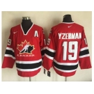 Team CA. #19 Steve Yzerman Red Black 2002 Olympic Nike Throwback Stitched NHL Jersey