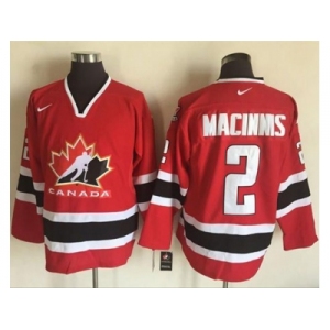 Team CA. #2 Al MacInnis Red Black 2002 Olympic Nike Throwback Stitched NHL Jersey