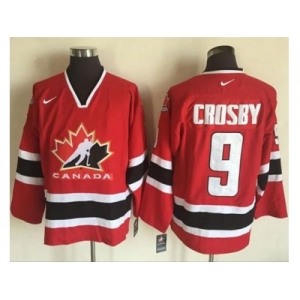 Team CA. #9 Sidney Crosby Red Black 2002 Olympic Nike Throwback Stitched NHL Jersey