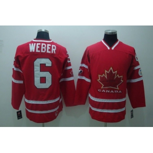 nhl team canada #6 weber  2010 olympic red