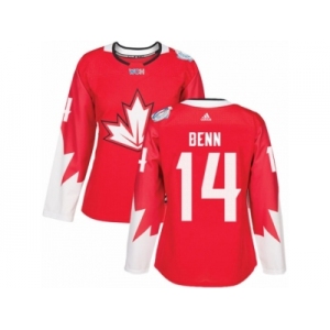 Women's Adidas Team Canada #14 Jamie Benn Authentic Red Away 2016 World Cup Hockey Jersey