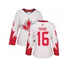Women's Adidas Team Canada #16 Jonathan Toews Authentic White Home 2016 World Cup Hockey Jersey