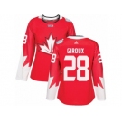 Women's Adidas Team Canada #28 Claude Giroux Premier Red Away 2016 World Cup Hockey Jersey