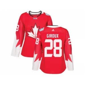 Women's Adidas Team Canada #28 Claude Giroux Premier Red Away 2016 World Cup Hockey Jersey