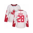 Women's Adidas Team Canada #28 Claude Giroux Premier White Home 2016 World Cup Hockey Jersey