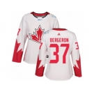 Women's Adidas Team Canada #37 Patrice Bergeron Authentic White Home 2016 World Cup Hockey Jersey