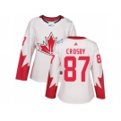 Women's Adidas Team Canada #87 Sidney Crosby Premier White Home 2016 World Cup Hockey Jersey