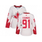 Women's Adidas Team Canada #91 Steven Stamkos Authentic White Home 2016 World Cup Hockey Jersey