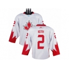 Youth Adidas Team Canada #2 Duncan Keith Authentic White Home 2016 World Cup Ice Hockey Jersey