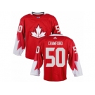 Youth Adidas Team Canada #50 Corey Crawford Premier Red Away 2016 World Cup Ice Hockey Jersey