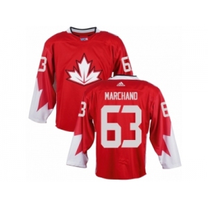 Youth Adidas Team Canada #63 Brad Marchand Authentic Red Away 2016 World Cup Ice Hockey Jersey