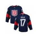 Men Adidas Team USA #17 Ryan Kesler Navy Blue Away 2016 World Cup Ice Hockey Jersey