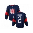 Men Adidas Team USA #2 Matt Niskanen Navy Blue Away 2016 World Cup Ice Hockey Jersey