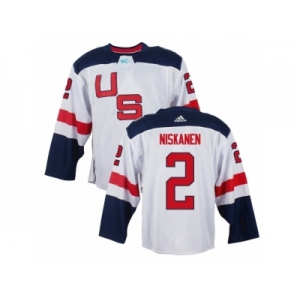 Men Adidas Team USA #2 Matt Niskanen White 2016 World Cup Ice Hockey Jersey