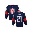 Men Adidas Team USA #21 Derek Stepan Navy Blue Away 2016 World Cup Ice Hockey Jersey