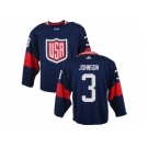 Men Adidas Team USA #3 Jack Johnson Navy Blue 2016 World Cup Ice Hockey Jersey