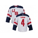 Men Adidas Team USA #4 John Carlson White 2016 World Cup Ice Hockey Jersey