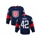 Men Adidas Team USA #42 David Backes Navy Blue 2016 World Cup Ice Hockey Jersey