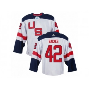 Men Adidas Team USA #42 David Backes White 2016 World Cup Ice Hockey Jersey