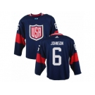 Men Adidas Team USA #6 Erik Johnson Navy Blue 2016 World Cup Ice Hockey Jersey