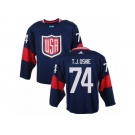 Men Adidas Team USA #74 T. J. Oshie Navy Blue Away 2016 World Cup Ice Hockey Jersey