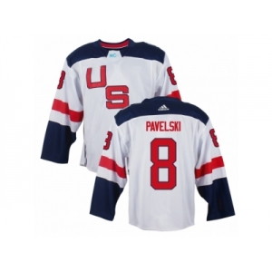 Men Adidas Team USA #8 Joe Pavelski White 2016 World Cup Ice Hockey Jersey