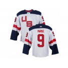 Men Adidas Team USA #9 Zach Parise White 2016 World Cup Ice Hockey Jersey