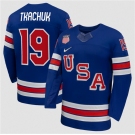 Men's USA #19 Matthew Tkachuk Royal 2026 Stitched Jersey