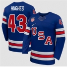 Men's USA #43 Quinn Hughes Royal 2026 Stitched Jersey