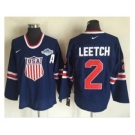 Team USA #2 Brian Leetch Navy Blue 2014 Olympic Nike Throwback Stitched NHL Jersey