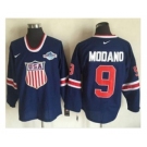 Team USA #9 Mike Modano Navy Blue 2014 Olympic Nike Throwback Stitched NHL Jersey