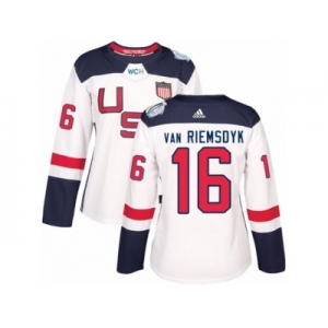 Women's Adidas Team USA #16 James van Riemsdyk Premier White Home 2016 World Cup Hockey Jersey